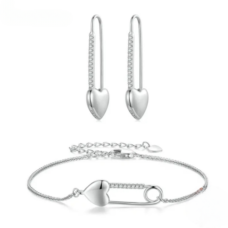 CONJUNTO 2 PEÇAS PULSEIRA E BRINCO PRATAS 925